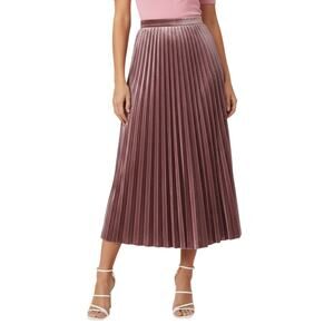Grey Collective Pleated Midi Skirt Pink Velour Stretch Women 12 NWT